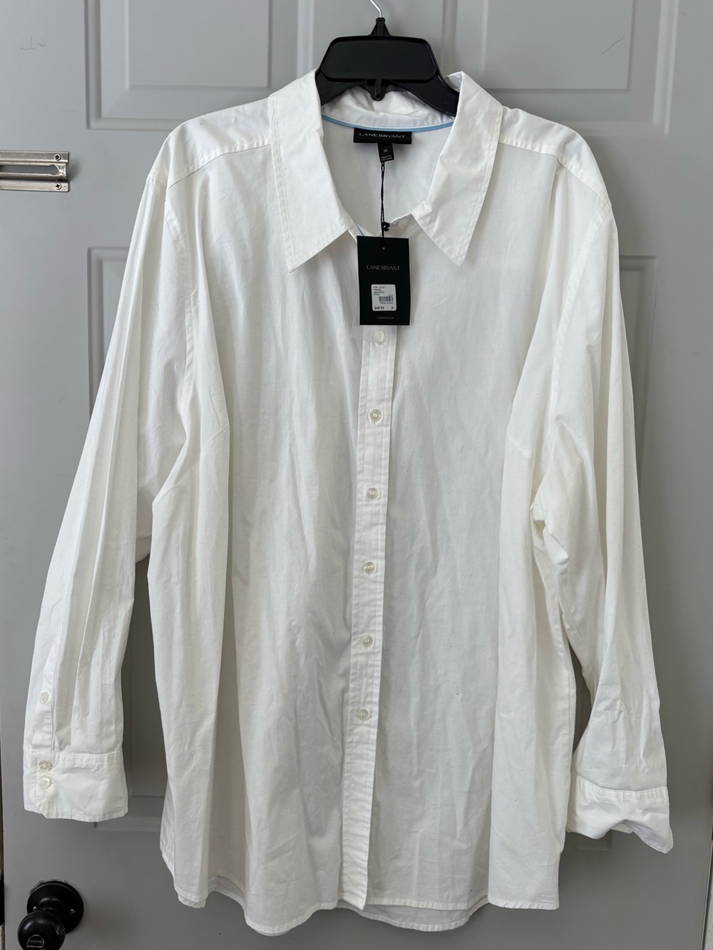 Brand New with Tags Lane Bryant Size 28 Hidden Button White Button Down